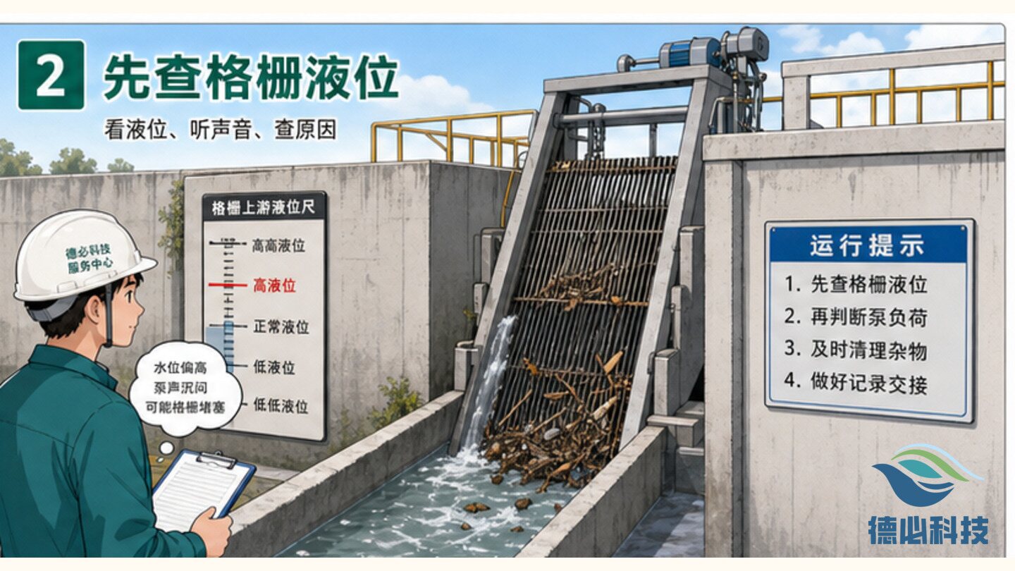 进水泵电流高,先查格栅液位
