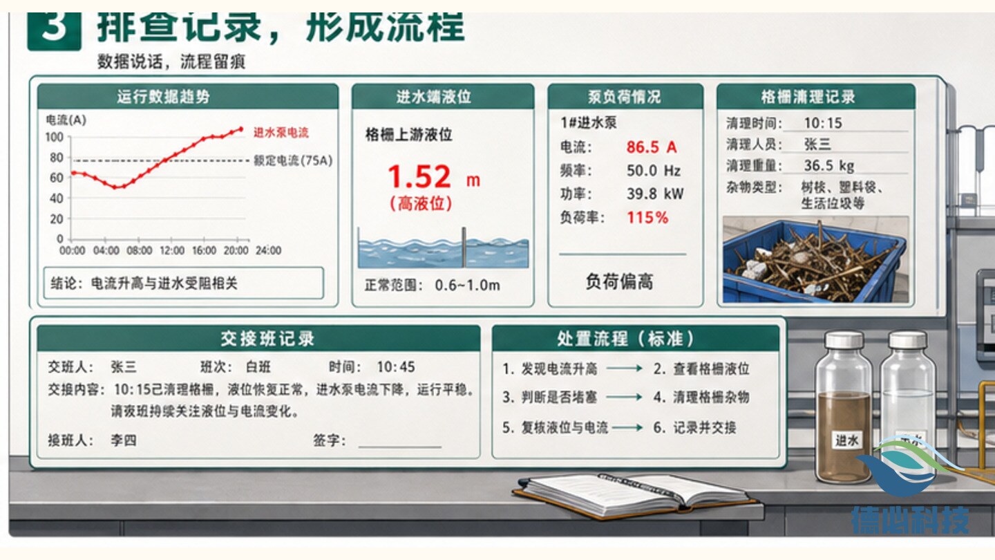 进水泵电流高,先查格栅液位