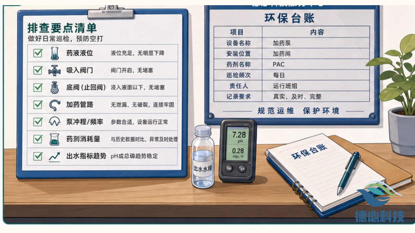 加药泵空打,先排气泡