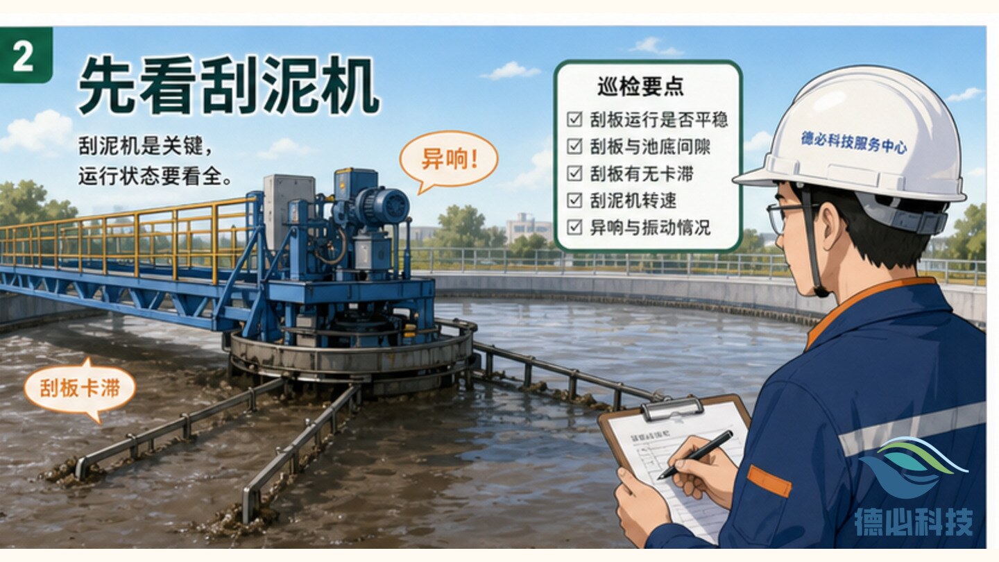 二沉池出水浑，先看刮泥机