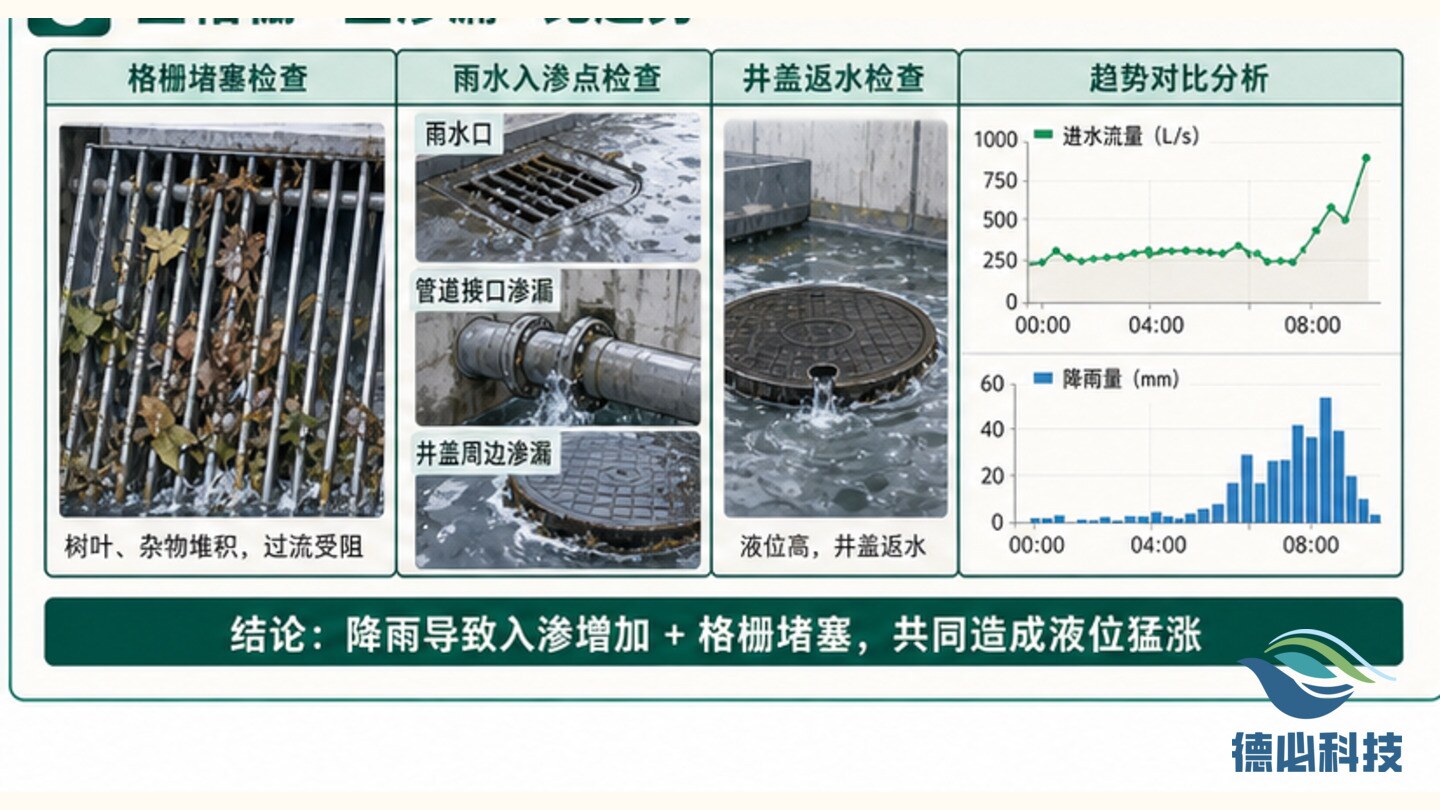 雨后液位猛涨,先做泵站联动
