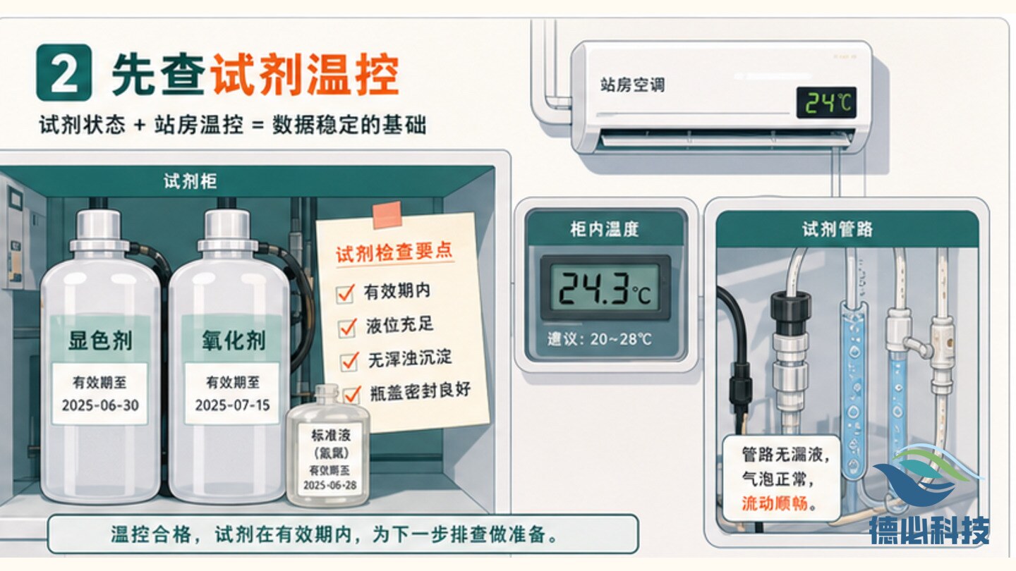 氨氮在线漂高,先查试剂温控