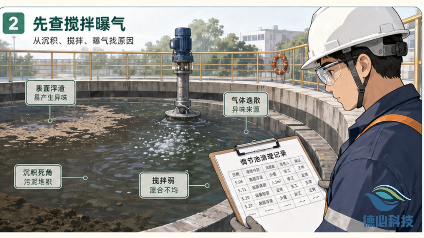 调节池异味重,先查搅拌曝气