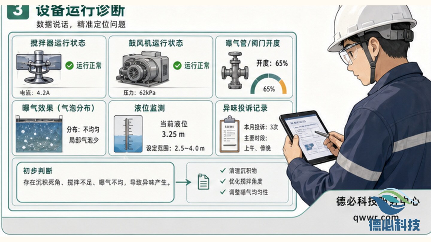 调节池异味重,先查搅拌曝气