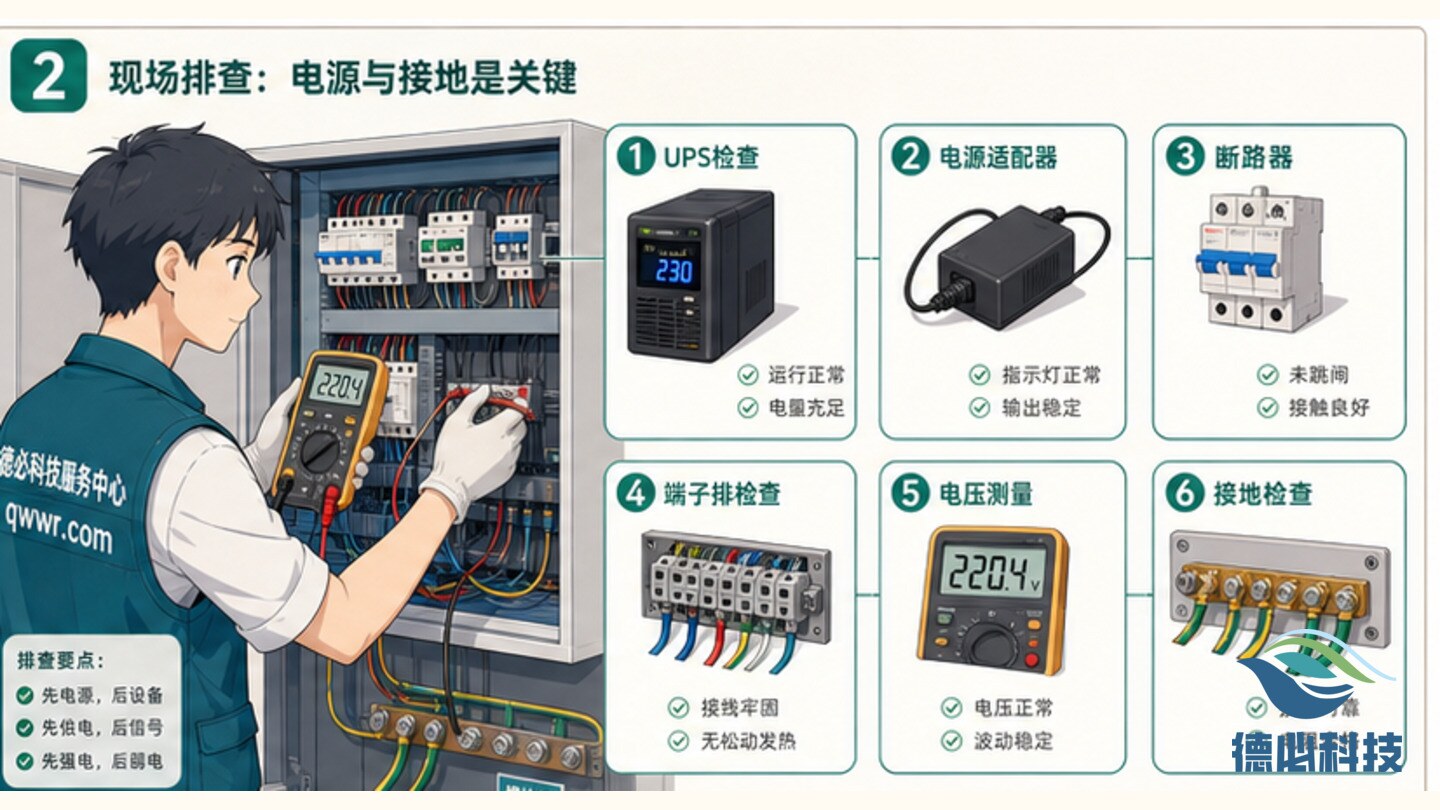 数采仪反复重启,先查电源接地