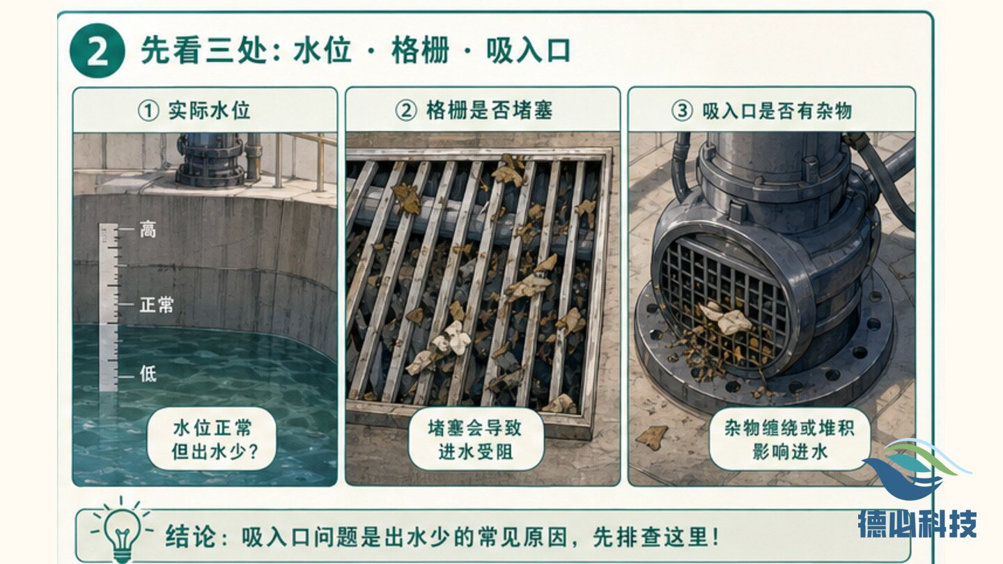 提升泵出水少,先排吸入口