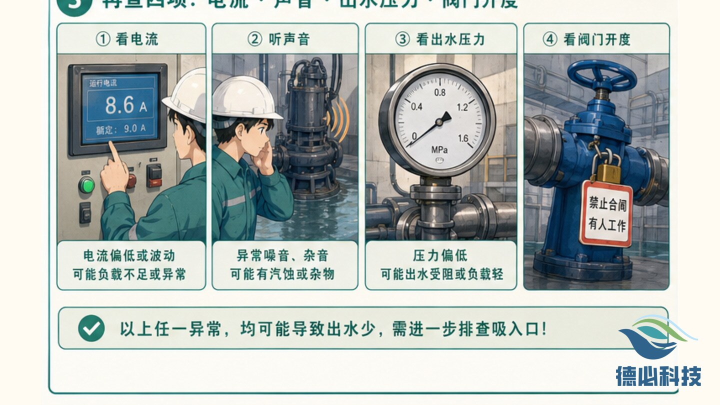 提升泵出水少,先排吸入口