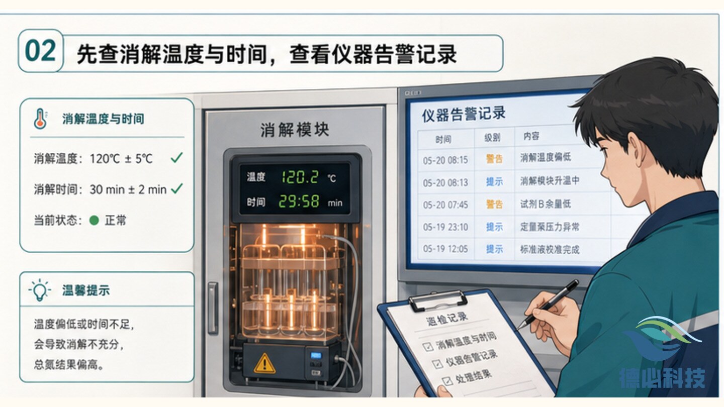 在线总氮漂高,先查消解温度