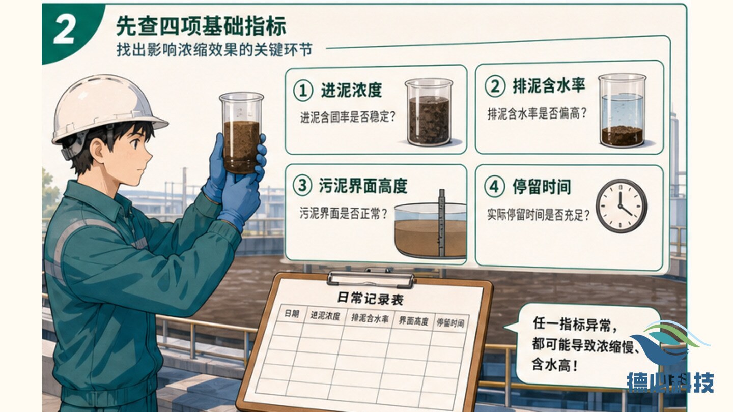 污泥浓缩慢,先查排泥含水