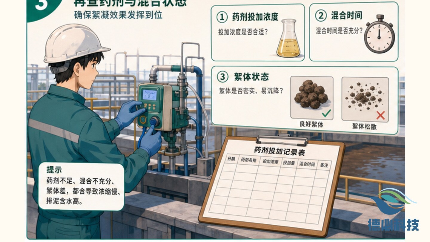 污泥浓缩慢,先查排泥含水