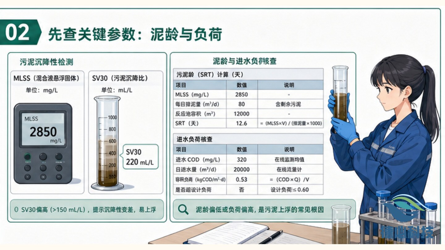 污泥上浮反复,先查泥龄负荷