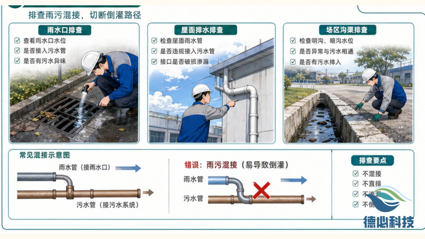 雨后井盖冒水,先查管网倒灌