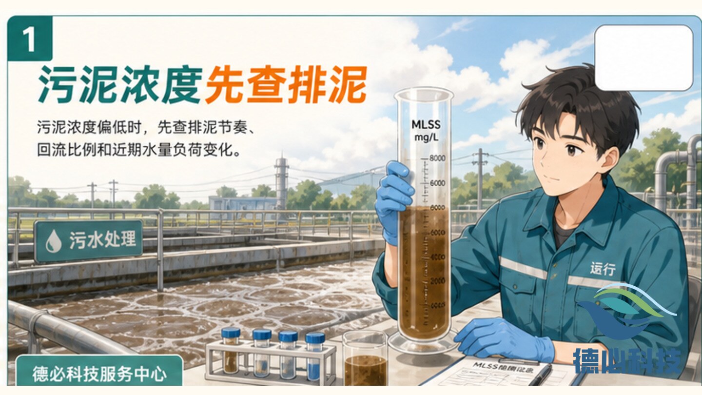 污泥浓度偏低,先查排泥节奏